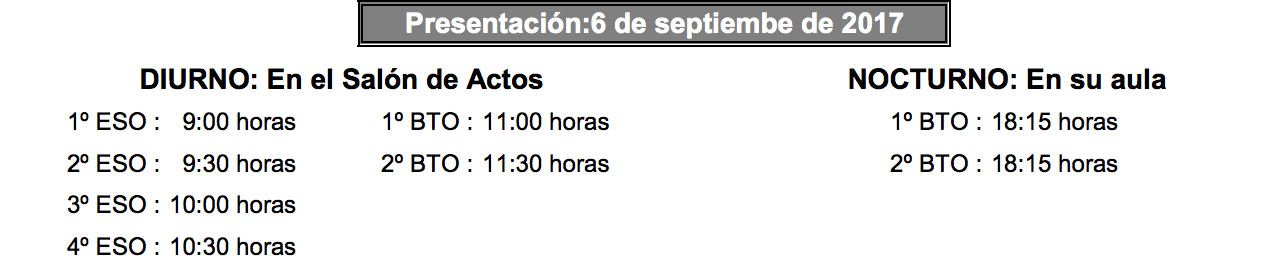 horas de presentación 17-18